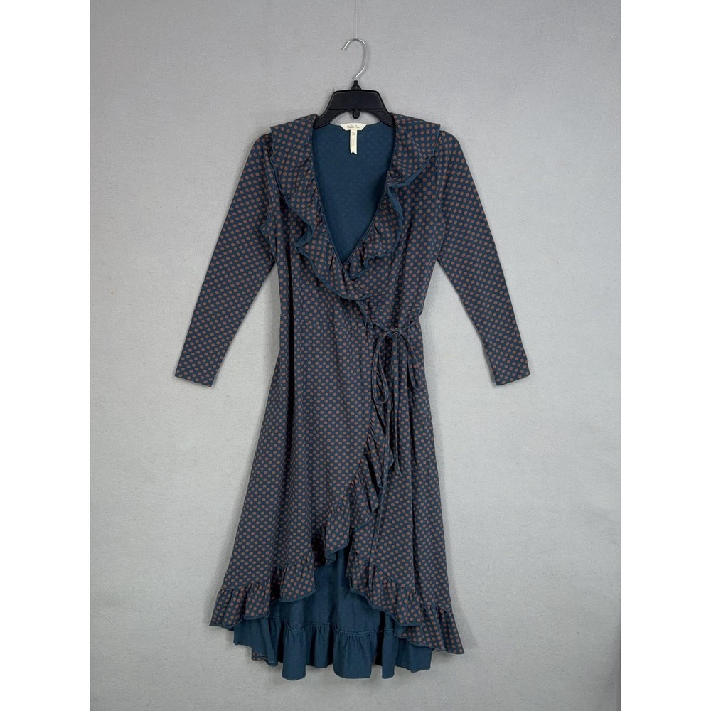 Matilda Jane Dress Womens XS Blue Floral Ruffle Wrap Cottage Whimsy Romantic Fem